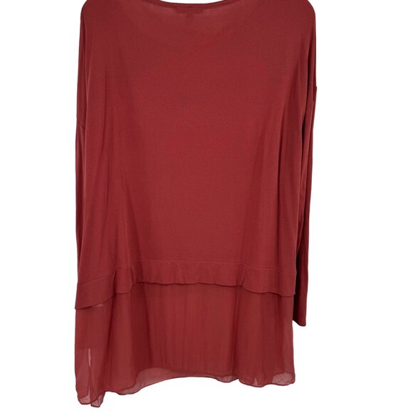 Eileen Fisher Women's Long Sleeve Tunic Top Size Medium Silk Blend red - Picture 6 of 9
